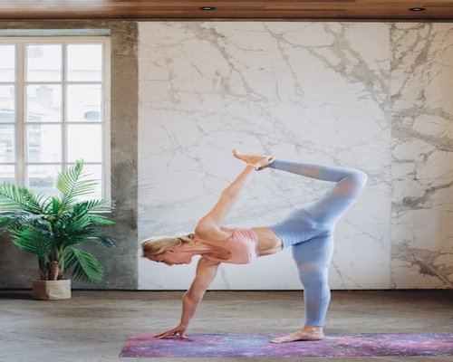 Woman stretching outdoors yoga pose